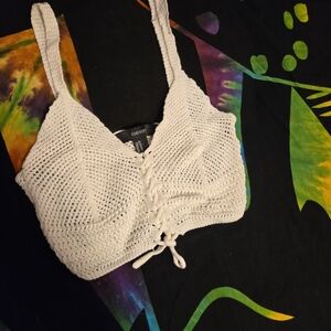 Forever 21 White Crochet Crop Top